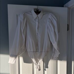 EXPRESS White Button-Up Bodysuit